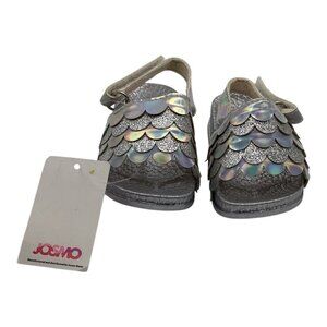 Josmo Baby Girls Silver Glitter Fish‎ Scales Sandals Size 1 Adjustable Strap